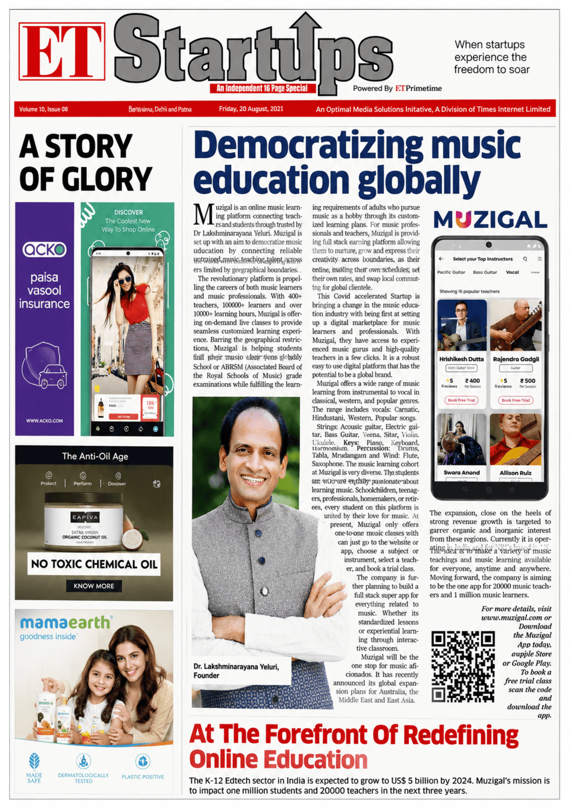 Impel in 2020–2025 — Covid challenged everything we had built.
The group responded with grit — pivoting rapidly into a digital-first business with Muzigal, which went on to raise VC capital to democratize music education globally.